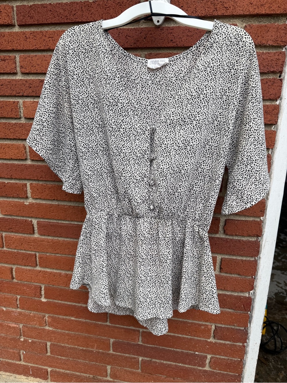 Sienna Sky Black & White Printed Peplum Top